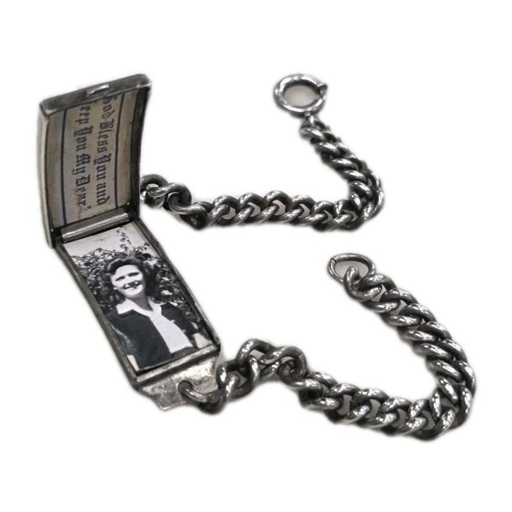 WWII Sterling Silver Sweetheart Photo Locket Bracelet Locketag Military